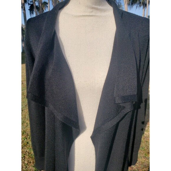 Eddie Bauer Ascent Cardigan Women’s Sz S Wool Blend Black Open Front Knit - Picture 2 of 12